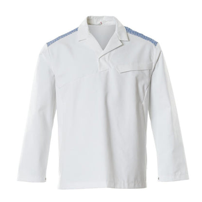 White-Azure Blue - Front - Mascot Mens Smock Food & Care Kaftan