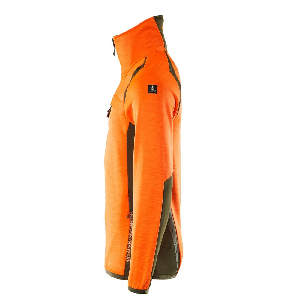 Hi Vis Orange-Moss Green - Lifestyle - Mascot Mens Accelerate Safe Fleece Half Zip Jumper