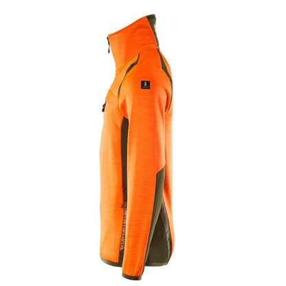 Hi Vis Orange-Moss Green - Lifestyle - Mascot Mens Accelerate Safe Fleece Half Zip Jumper