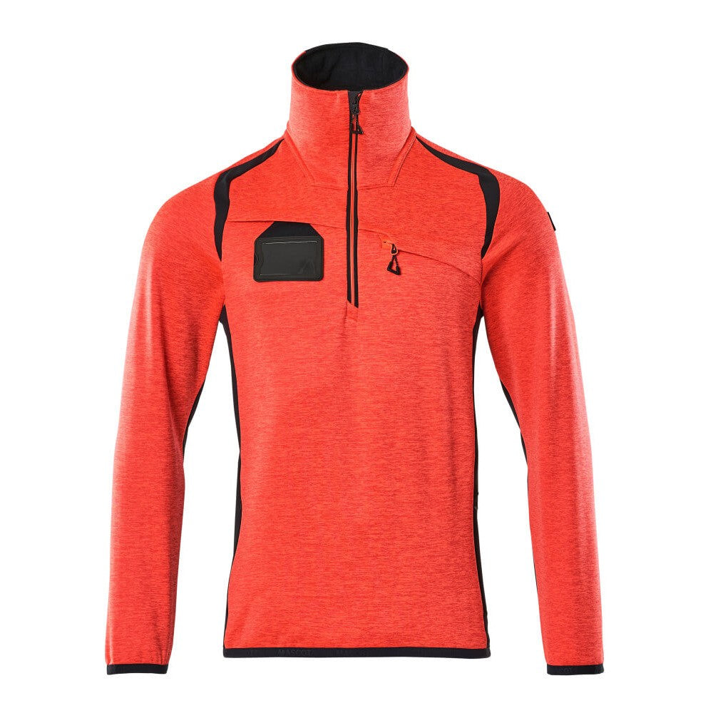 Hi Vis Red-Dark Navy - Front - Mascot Mens Accelerate Safe Fleece Half Zip Jumper
