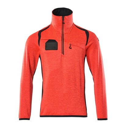 Hi Vis Red-Dark Navy - Front - Mascot Mens Accelerate Safe Fleece Half Zip Jumper
