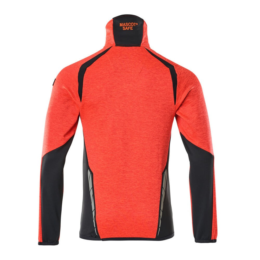 Hi Vis Red-Dark Navy - Back - Mascot Mens Accelerate Safe Fleece Half Zip Jumper