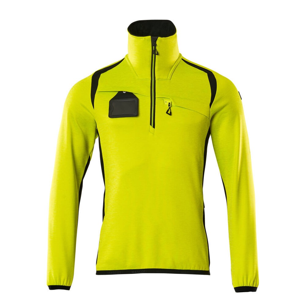 Hi Vis Yellow-Black - Front - Mascot Mens Accelerate Safe Fleece Half Zip Jumper