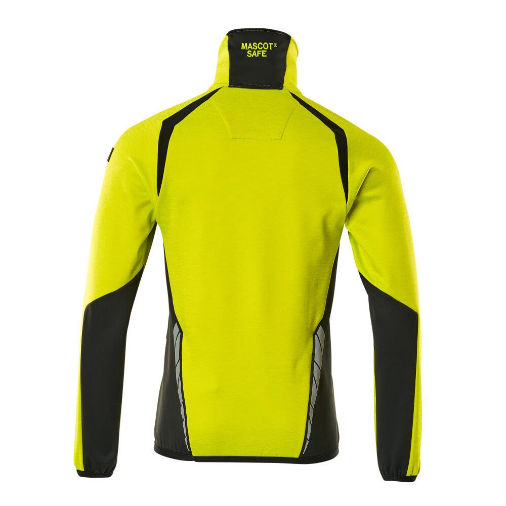 Hi Vis Yellow-Black - Back - Mascot Mens Accelerate Safe Fleece Half Zip Jumper