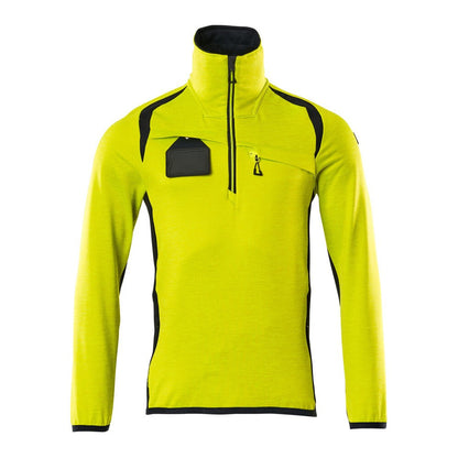 Hi Vis Yellow-Dark Navy - Front - Mascot Mens Accelerate Safe Fleece Half Zip Jumper