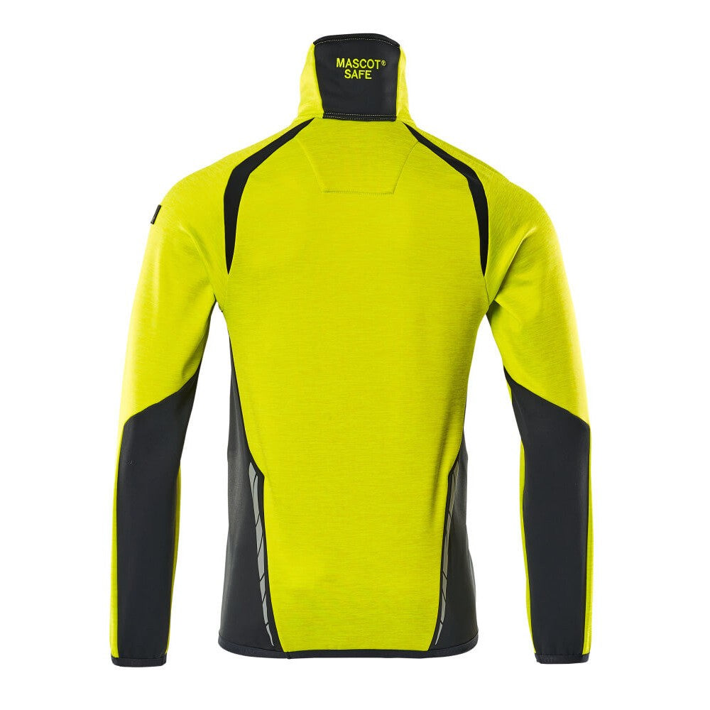 Hi Vis Yellow-Dark Navy - Back - Mascot Mens Accelerate Safe Fleece Half Zip Jumper