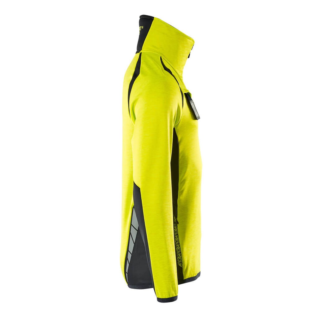 Hi Vis Yellow-Dark Navy - Side - Mascot Mens Accelerate Safe Fleece Half Zip Jumper