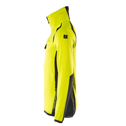 Hi Vis Yellow-Dark Navy - Lifestyle - Mascot Mens Accelerate Safe Fleece Half Zip Jumper