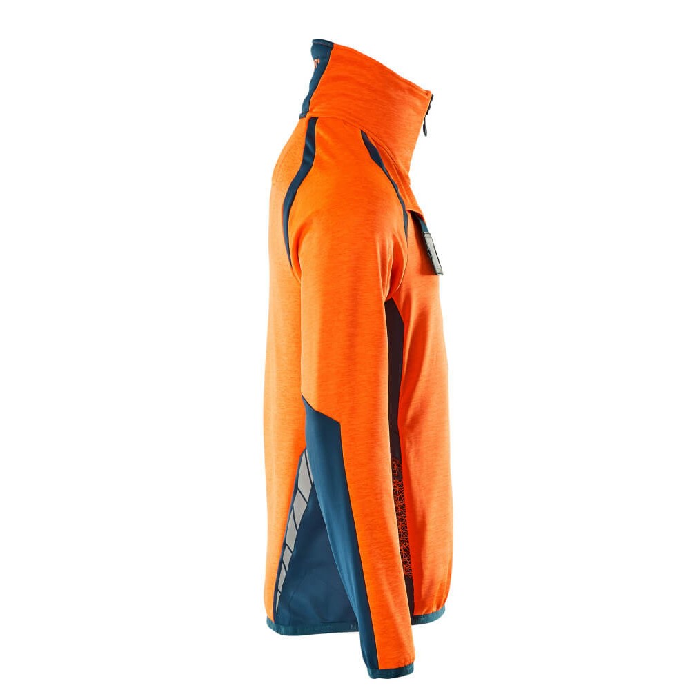 Hi Vis Orange-Dark Petroleum - Side - Mascot Mens Accelerate Safe Fleece Half Zip Jumper