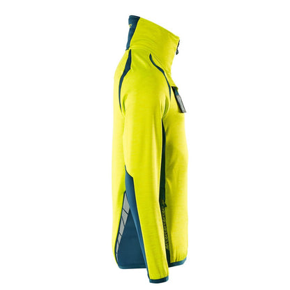 Hi Vis Yellow-Dark Petroleum - Side - Mascot Mens Accelerate Safe Fleece Half Zip Jumper