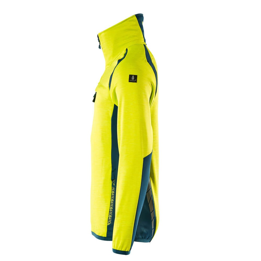 Hi Vis Yellow-Dark Petroleum - Lifestyle - Mascot Mens Accelerate Safe Fleece Half Zip Jumper
