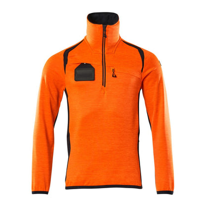 Hi Vis Orange-Dark Navy - Front - Mascot Mens Accelerate Safe Fleece Half Zip Jumper