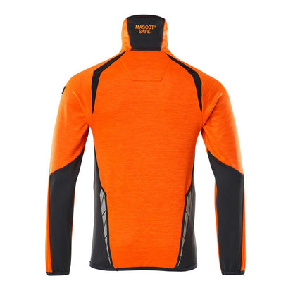 Hi Vis Orange-Dark Navy - Back - Mascot Mens Accelerate Safe Fleece Half Zip Jumper