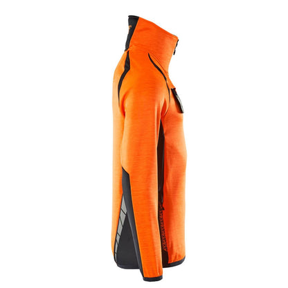 Hi Vis Orange-Dark Navy - Side - Mascot Mens Accelerate Safe Fleece Half Zip Jumper