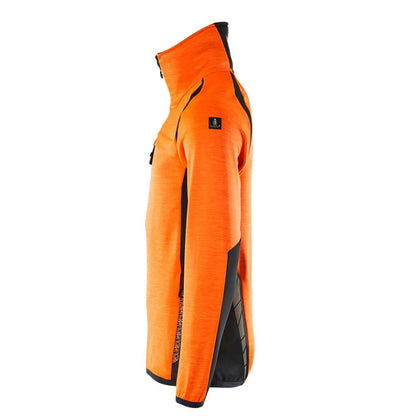 Hi Vis Orange-Dark Navy - Lifestyle - Mascot Mens Accelerate Safe Fleece Half Zip Jumper