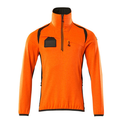 Hi Vis Orange-Dark Anthracite - Front - Mascot Mens Accelerate Safe Fleece Half Zip Jumper