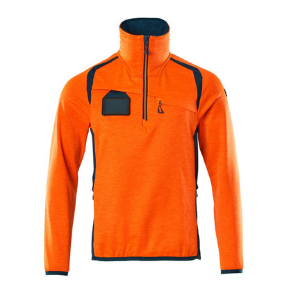 Hi Vis Orange-Dark Petroleum - Front - Mascot Mens Accelerate Safe Fleece Half Zip Jumper