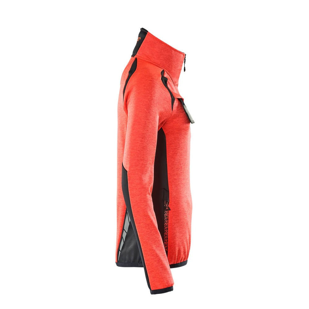 Hi Vis Red-Dark Navy - Side - Mascot Womens-Ladies Accelerate Safe Two Tone Fleece Half Zip Jumper