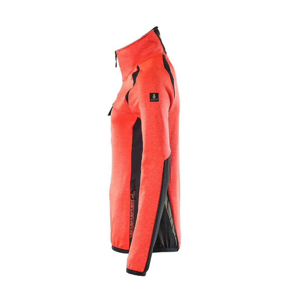 Hi Vis Red-Dark Navy - Lifestyle - Mascot Womens-Ladies Accelerate Safe Two Tone Fleece Half Zip Jumper