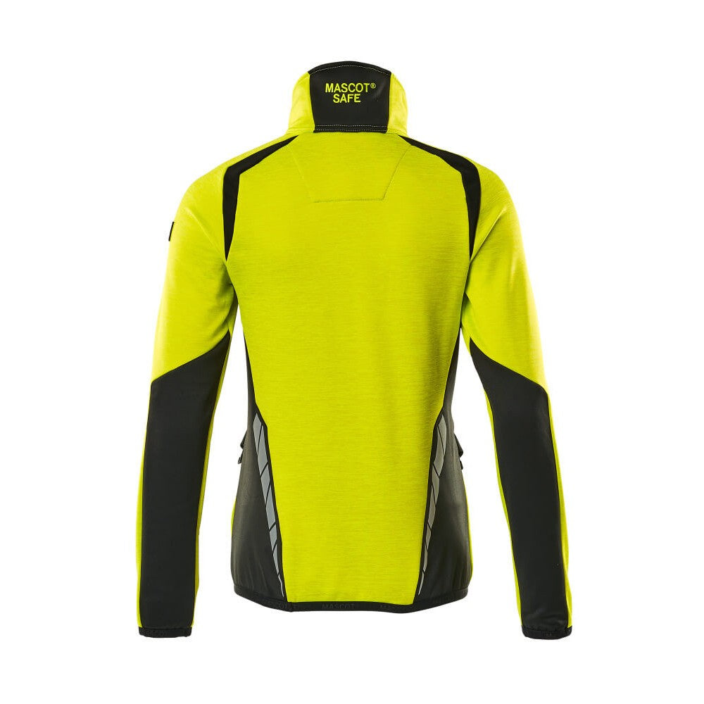 Hi Vis Yellow-Black - Back - Mascot Womens-Ladies Accelerate Safe Two Tone Fleece Half Zip Jumper