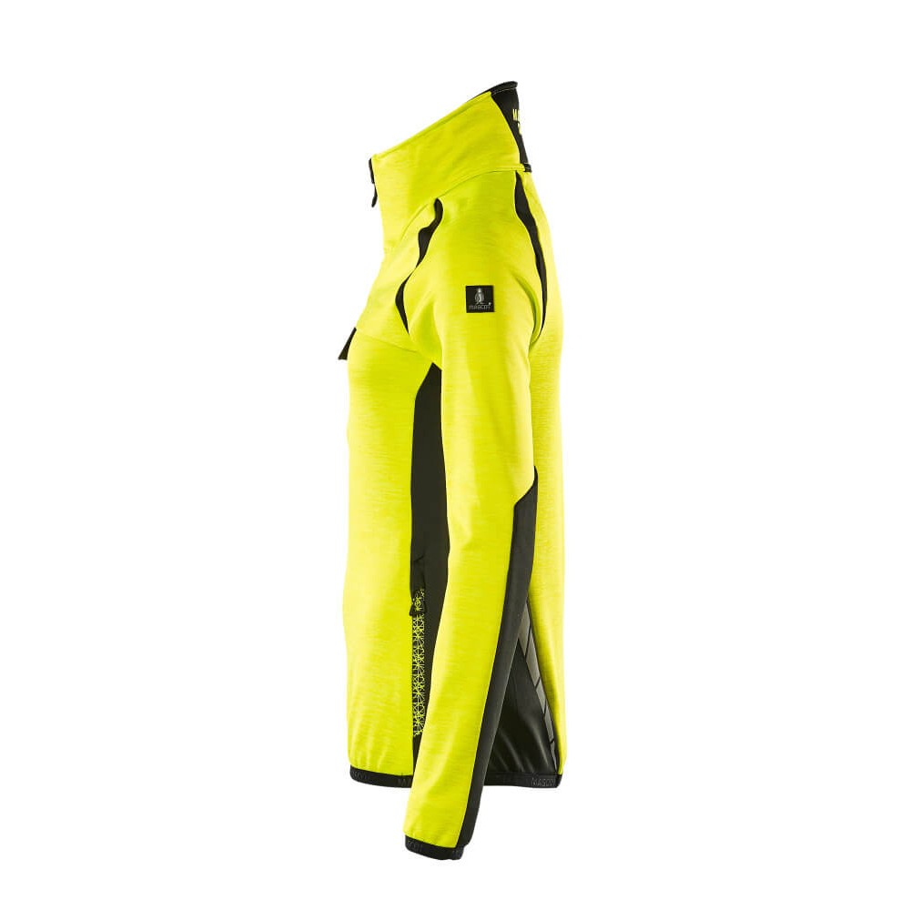 Hi Vis Yellow-Black - Lifestyle - Mascot Womens-Ladies Accelerate Safe Two Tone Fleece Half Zip Jumper