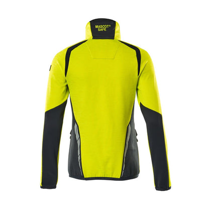 Hi Vis Yellow-Dark Navy - Back - Mascot Womens-Ladies Accelerate Safe Two Tone Fleece Half Zip Jumper