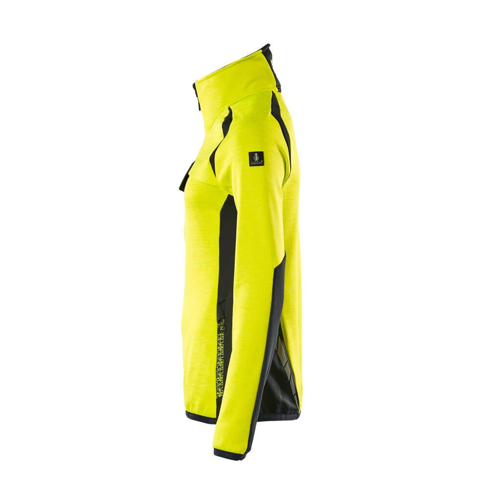 Hi Vis Yellow-Dark Navy - Lifestyle - Mascot Womens-Ladies Accelerate Safe Two Tone Fleece Half Zip Jumper