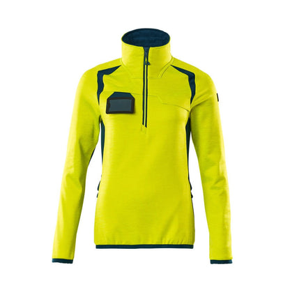 Hi Vis Yellow-Dark Petroleum - Front - Mascot Womens-Ladies Accelerate Safe Two Tone Fleece Half Zip Jumper