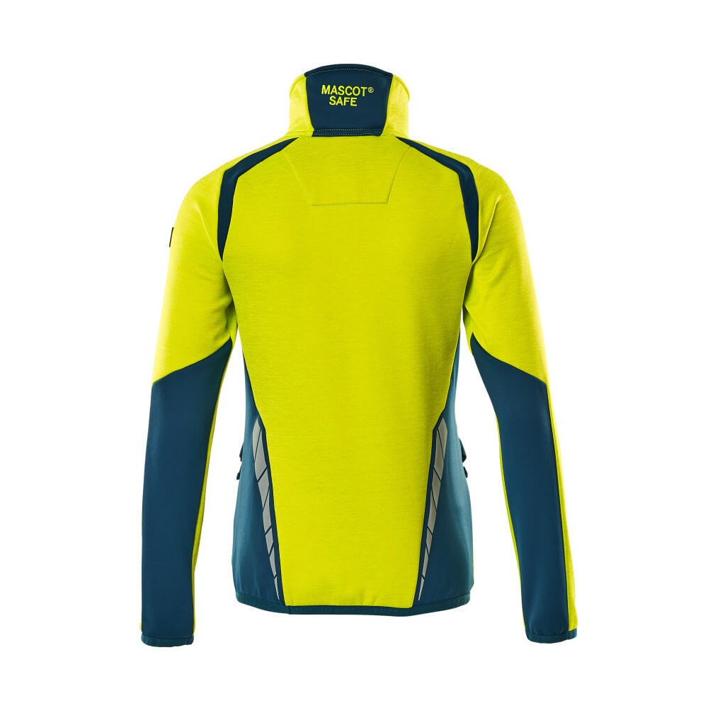 Hi Vis Yellow-Dark Petroleum - Back - Mascot Womens-Ladies Accelerate Safe Two Tone Fleece Half Zip Jumper