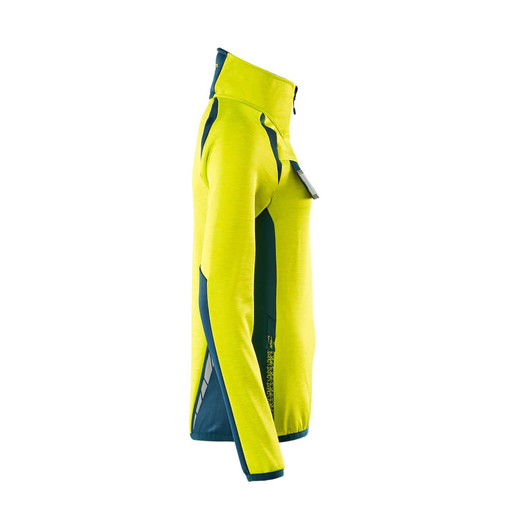 Hi Vis Yellow-Dark Petroleum - Side - Mascot Womens-Ladies Accelerate Safe Two Tone Fleece Half Zip Jumper