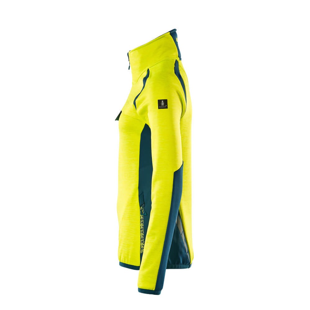 Hi Vis Yellow-Dark Petroleum - Lifestyle - Mascot Womens-Ladies Accelerate Safe Two Tone Fleece Half Zip Jumper