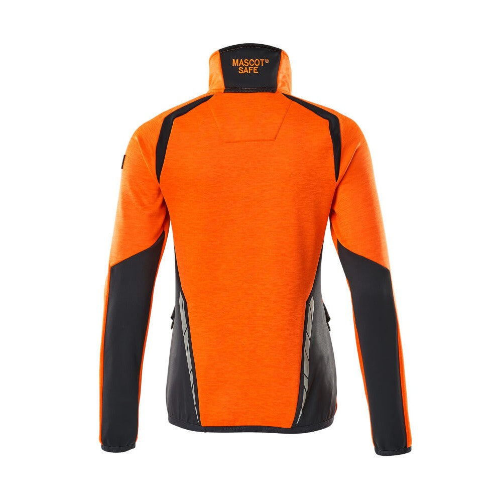 Hi Vis Orange-Dark Navy - Back - Mascot Womens-Ladies Accelerate Safe Two Tone Fleece Half Zip Jumper