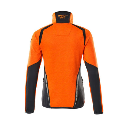 Hi Vis Orange-Dark Navy - Back - Mascot Womens-Ladies Accelerate Safe Two Tone Fleece Half Zip Jumper