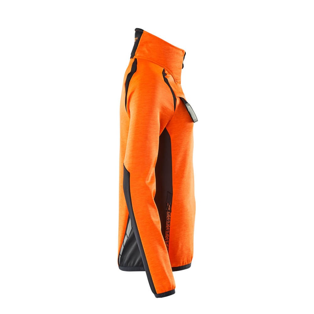 Hi Vis Orange-Dark Navy - Side - Mascot Womens-Ladies Accelerate Safe Two Tone Fleece Half Zip Jumper
