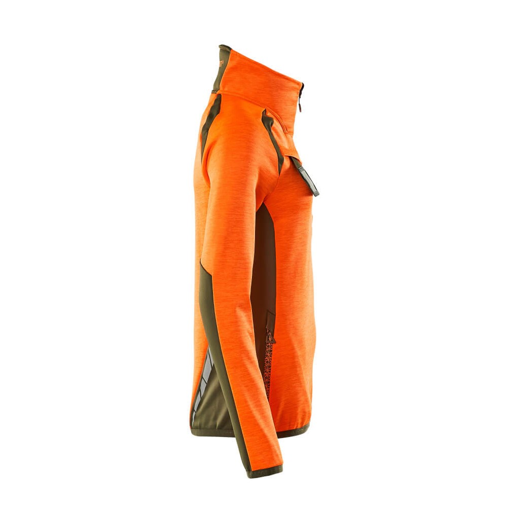 Hi Vis Orange-Moss Green - Side - Mascot Womens-Ladies Accelerate Safe Two Tone Fleece Half Zip Jumper
