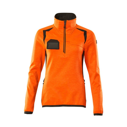 Hi Vis Orange-Dark Anthracite - Front - Mascot Womens-Ladies Accelerate Safe Two Tone Fleece Half Zip Jumper