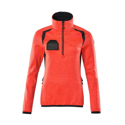 Hi Vis Red-Dark Navy - Front - Mascot Womens-Ladies Accelerate Safe Two Tone Fleece Half Zip Jumper
