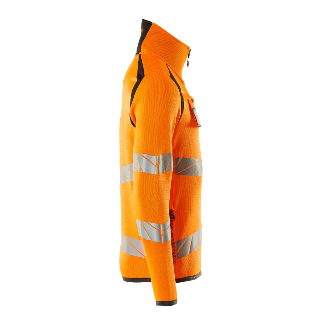 Hi Vis Orange-Dark Anthracite - Side - Mascot Mens Accelerate Safe Knitted Half Zip Jumper