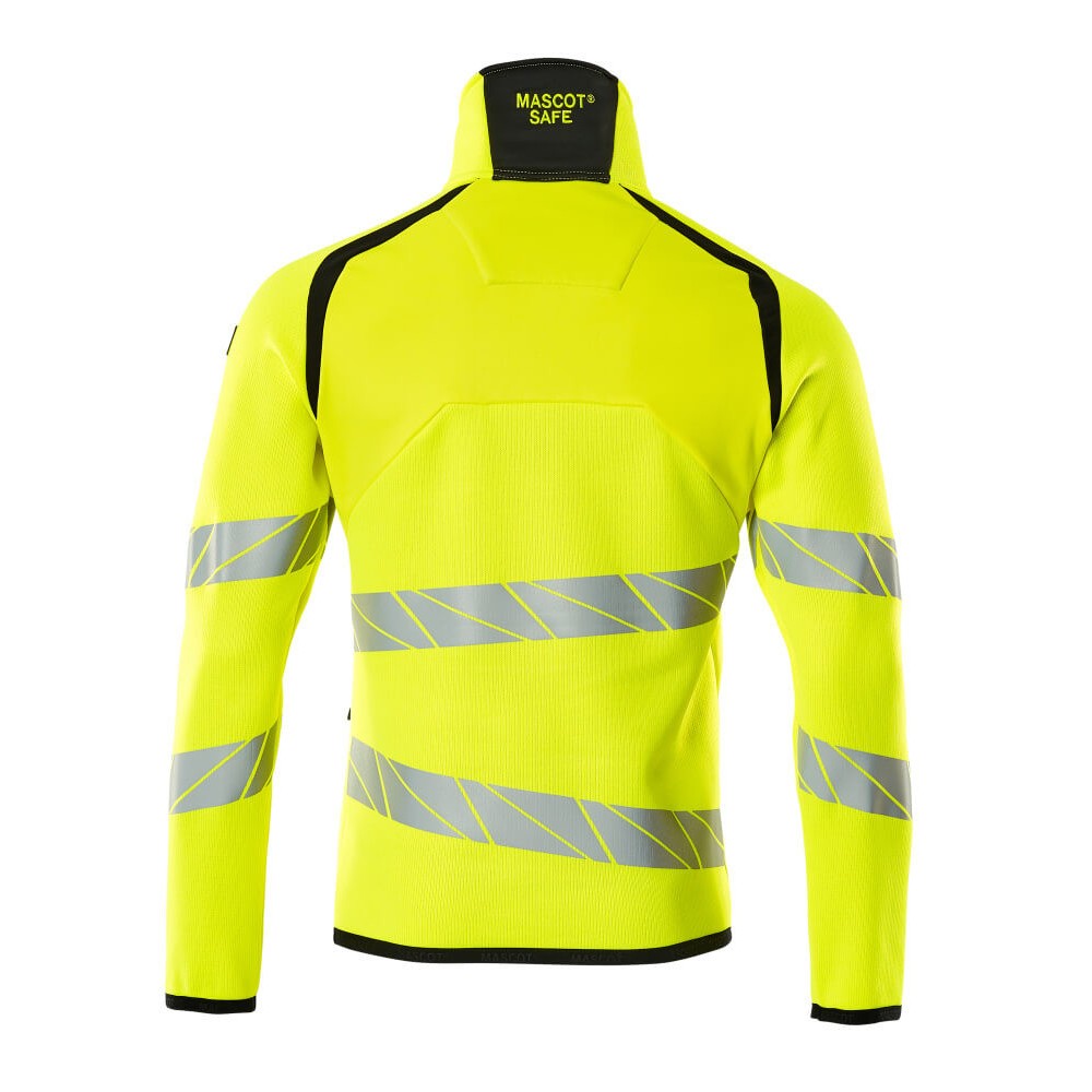 Hi Vis Yellow-Black - Back - Mascot Mens Accelerate Safe Knitted Half Zip Jumper