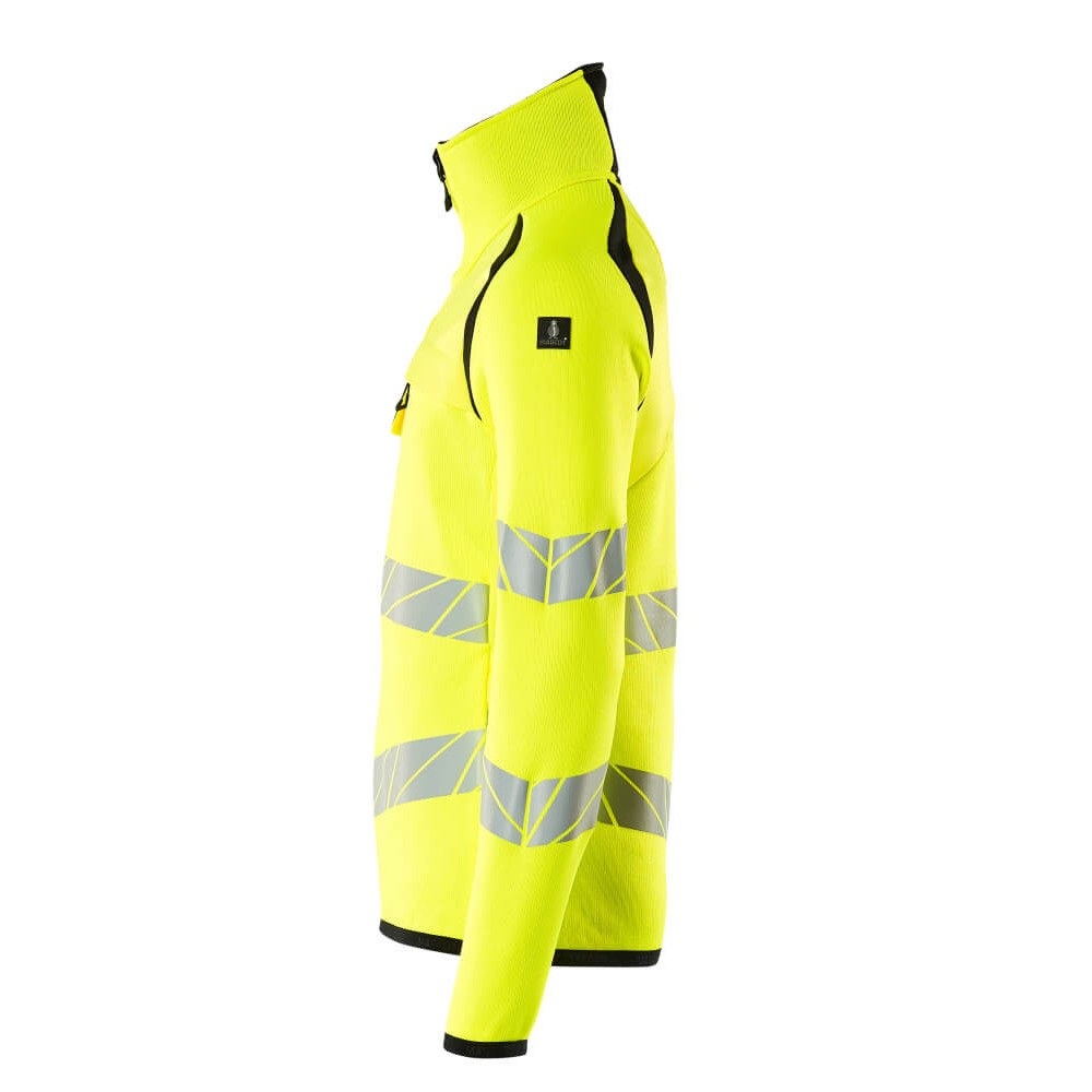 Hi Vis Yellow-Black - Lifestyle - Mascot Mens Accelerate Safe Knitted Half Zip Jumper