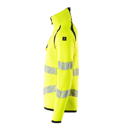 Hi Vis Yellow-Black - Lifestyle - Mascot Mens Accelerate Safe Knitted Half Zip Jumper