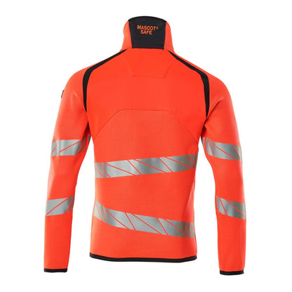 Hi Vis Red-Dark Navy - Back - Mascot Mens Accelerate Safe Knitted Half Zip Jumper