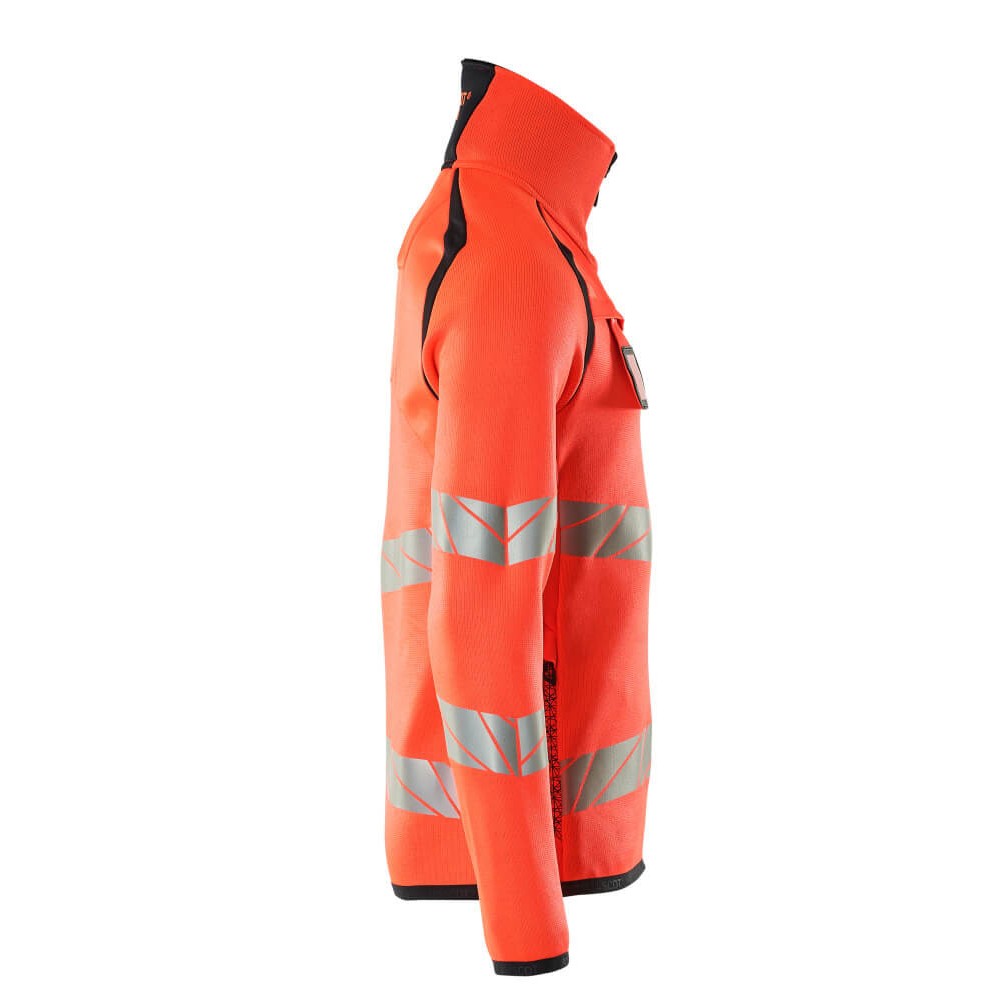 Hi Vis Red-Dark Navy - Side - Mascot Mens Accelerate Safe Knitted Half Zip Jumper