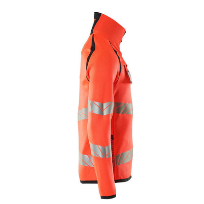 Hi Vis Red-Dark Navy - Side - Mascot Mens Accelerate Safe Knitted Half Zip Jumper