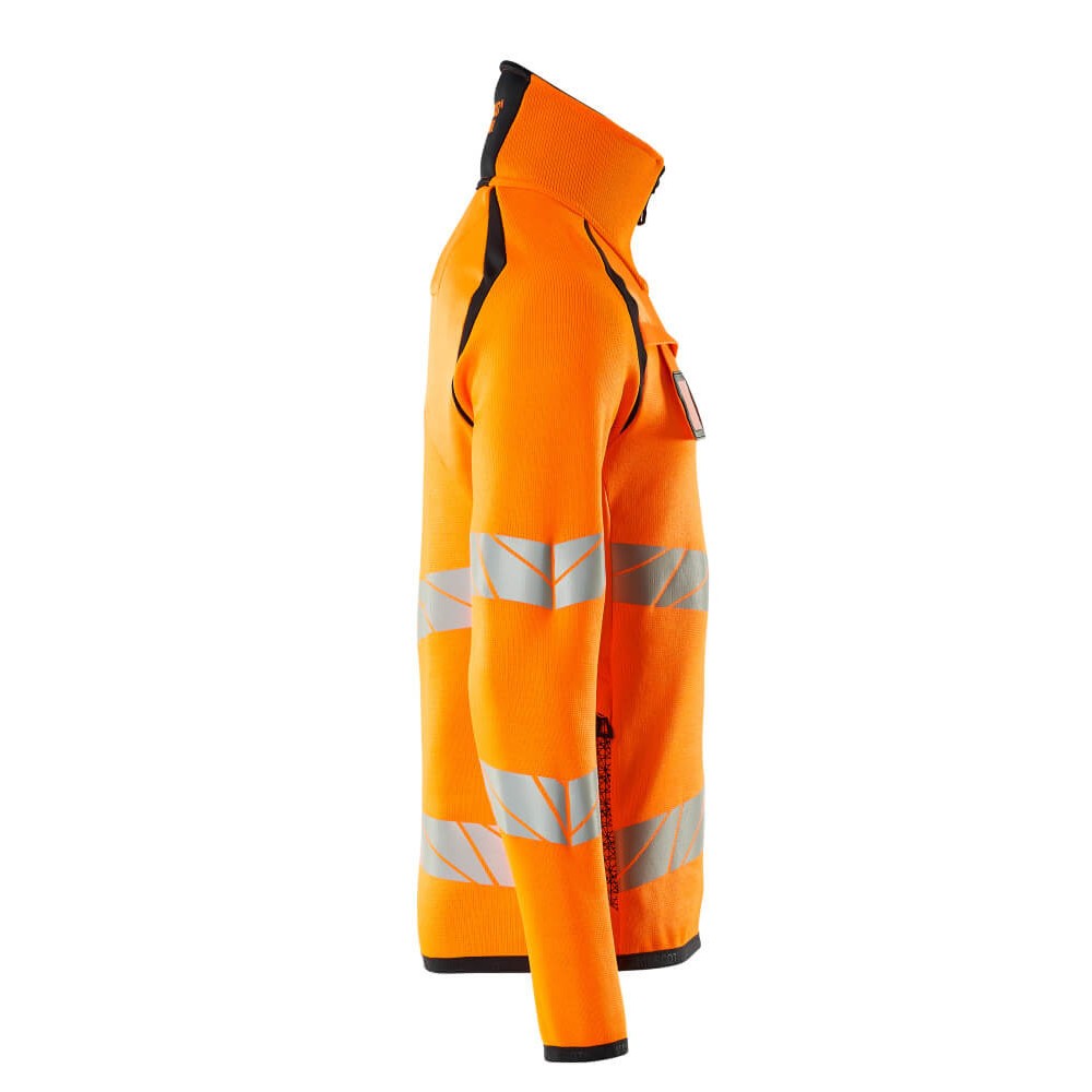 Hi Vis Orange-Dark Navy - Side - Mascot Mens Accelerate Safe Knitted Half Zip Jumper