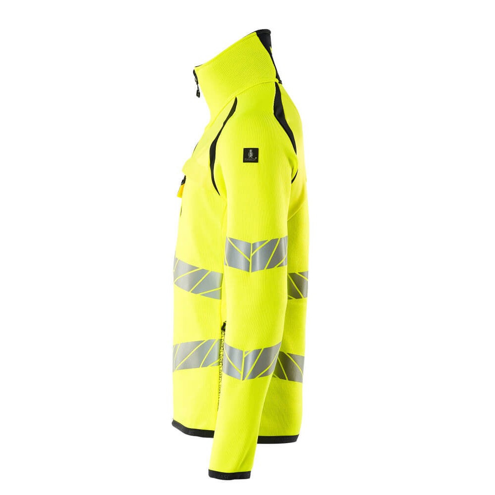 Hi Vis Yellow-Dark Navy - Lifestyle - Mascot Mens Accelerate Safe Knitted Half Zip Jumper