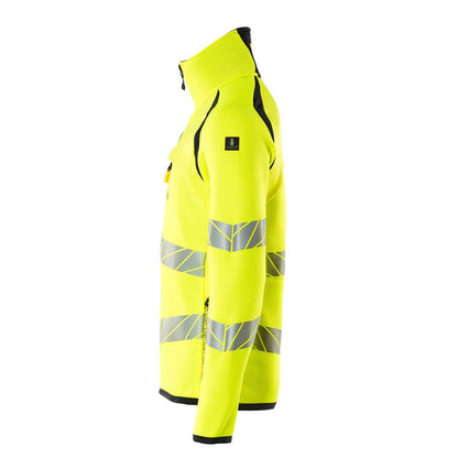 Hi Vis Yellow-Dark Navy - Lifestyle - Mascot Mens Accelerate Safe Knitted Half Zip Jumper