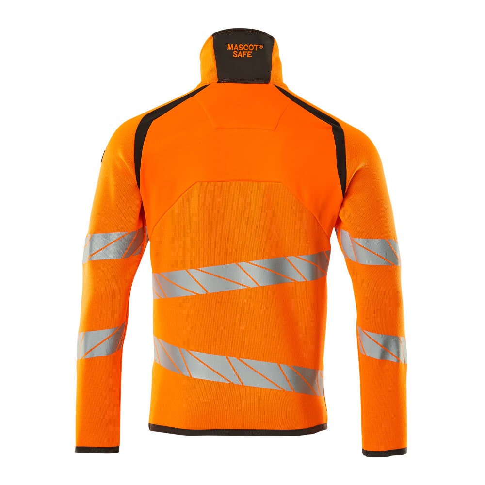 Hi Vis Orange-Dark Anthracite - Back - Mascot Mens Accelerate Safe Knitted Half Zip Jumper