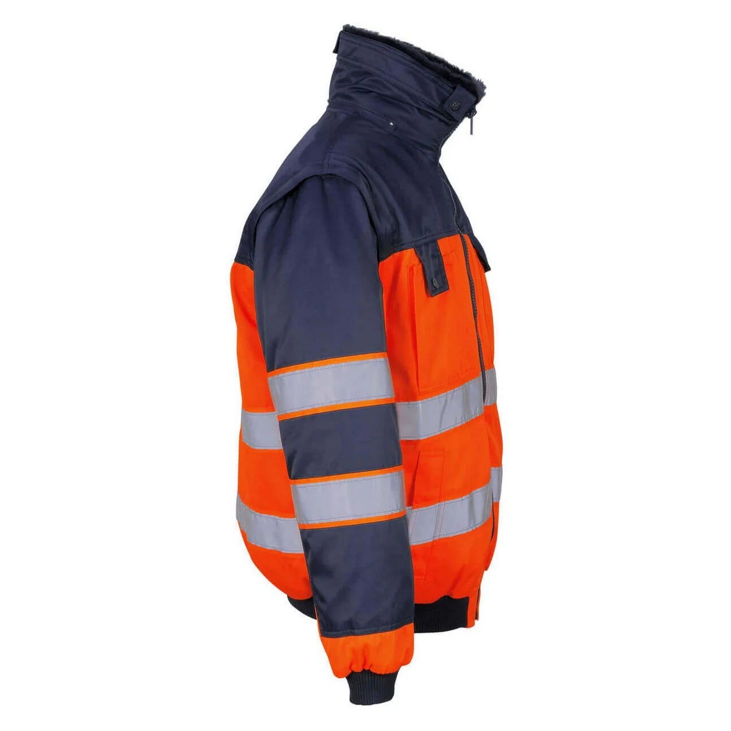 Hi Vis Orange-Navy - Back - Mascot Mens Safe Image Livigno Hi-Vis Pilot Jacket