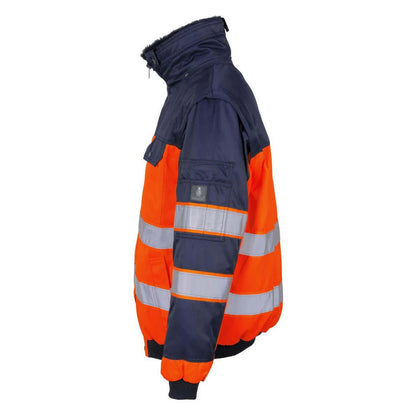 Hi Vis Orange-Navy - Side - Mascot Mens Safe Image Livigno Hi-Vis Pilot Jacket